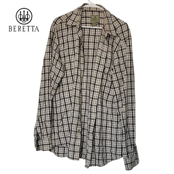 Beretta Men's Long-sleeved Plaid Button-up Shirt SZ XXL - Picture 1 of 6